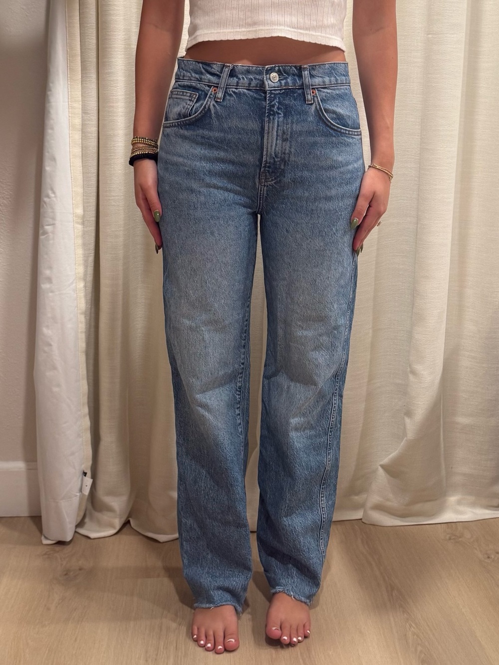 Reformation Women's Straight Leg Jeans in Light Blue Denim